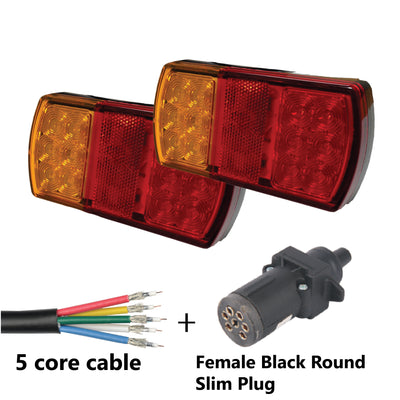 12 LED TRAILER LIGHTS KIT - 1 x Female Round Slim Plug, 1 x 8M 5 CORE CABLE, 12V - Bigeagle Toolboxes