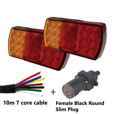 12 LED TRAILER LIGHTS KIT -1 x Female Round Slim Plug, 1 x 10M 7 CORE CABLE, 12V - Bigeagle Toolboxes