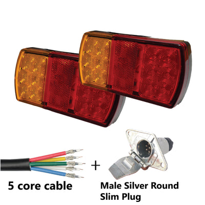 12 LED TRAILER LIGHTS KIT - 1 x Male Round Slim Plug, 1 x 8M 5 CORE CABLE, 12V - Bigeagle Toolboxes