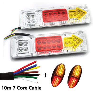 2 x 19 LED TRAILER LIGHTS KIT,10M 7 Core CABLE, 2 x Red and Yellow Side Marker 12V - Bigeagle Toolboxes