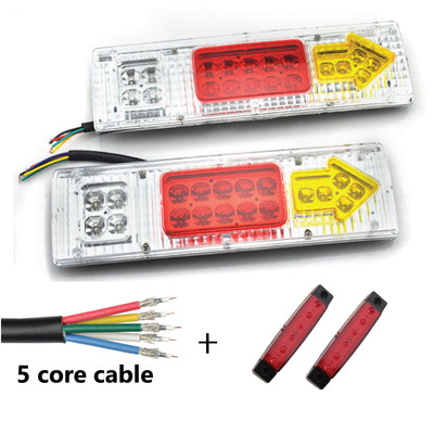 2 x 19 LED TRAILER LIGHTS KIT, 8M 5 Core CABLE, 2 x Red Side Marker 12V - Bigeagle Toolboxes