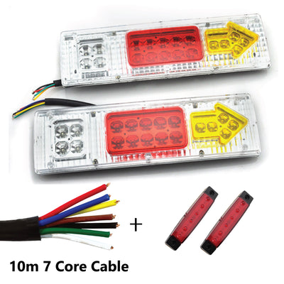 2 x 19 LED TRAILER LIGHTS KIT, 10 M 7 Core CABLE, 2 x Red Side Marker 12V - Bigeagle Toolboxes