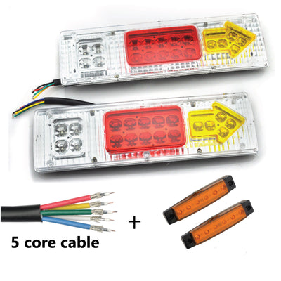 2 x 19 LED TRAILER LIGHTS KIT, 8M 5 Core CABLE, 2 x Yellow Side Marker 12V - Bigeagle Toolboxes