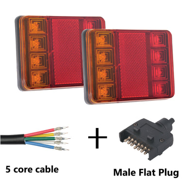 8 LED TRAILER LIGHTS KIT - 1 x Male Flat Plug, 8M x 5 CORE CABLE 12V - Bigeagle Toolboxes