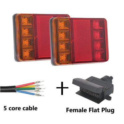 8 LED TRAILER LIGHTS KIT - 1 x Female Flat Plug, 8M x 5 CORE CABLE 12V - Bigeagle Toolboxes